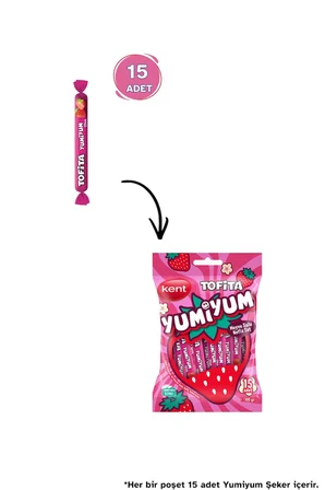 Kent Tofita Yumiyum Çilek Aromalı Şeker 100 g - 6 Poşet