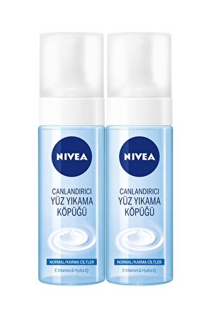 Nivea Karma ve Normal Cilt için Canlandırıcı E Vitamini&Hydra IQ Yüz Temizleme Köpüğü 2x150 ml 