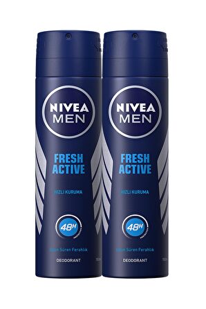 Nivea Fresh Active Antiperspirant Ter Önleyici Leke Yapmayan Erkek Sprey Deodorant 150 ml x 2