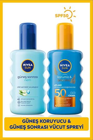 SUN Nemlendirici Güneş Sonrası Spreyi 200ml, Yüksek Koruma ve Bronzluk Güneş Spreyi SPF50 200ml