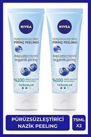 NIVEA Pürüzsüzleştirici Organik Pirinç Yüz Peelingi 75ml, Ölü Deri Arındırıcı, Yumuşak Cilt Hissi, X2 Adet