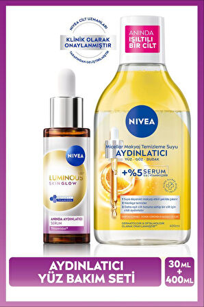 Luminous630 Skin Glow Aydınlatıcı Serum 30ml ve Aydınlatıcı Micellar Makyaj Temizleme Suyu 400ml, Set