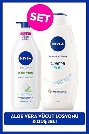 Creme Soft Kremsi Dokunuş Duş Jeli 750ml ve Aloe Vera Derinlemesine Nemlendirici Vücut Losyonu 400ml