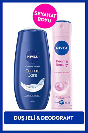 Creme Care Nemlendirici Duş Jeli 250ml ve Sprey Deodorant Pearl&Beauty 150ml,72 Saat Anti-perspirant