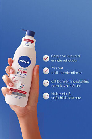 Besleyici Vücut Sütü 400ml ve Repair&Care Nemlendirici Losyon 400ml, Kaşıntı Rahatlatıcı, Kuru Cilt