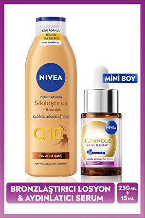 Luminous630 Skin Glow Anında Aydınlatıcı Serum 15ml ve Q10 Sıkılaştırıcı Brozluk Vücut Losyonu 250ml