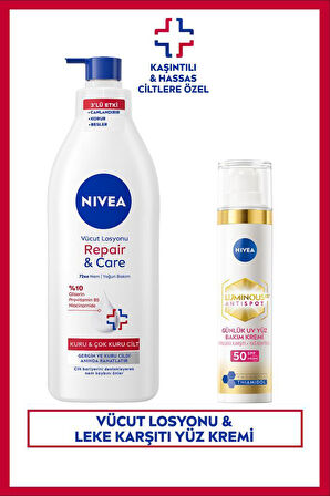 Repair&Care Nemlendirici Vücut Losyonu 400ml ve SPF50 Luminous630 Leke Karşıtı Gündüz Yüz Kremi 40ml