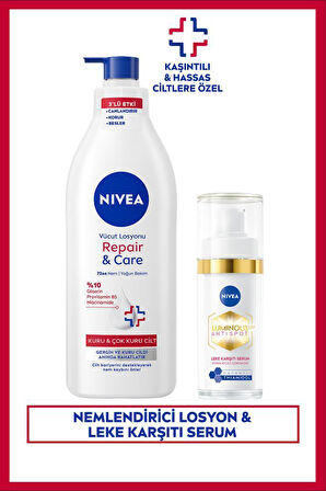 Repair&Care Nemlendirici Vücut Losyonu 400ml ve Luminous630 Leke Karşıtı Cilt Serumu 30ml