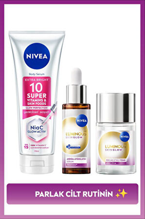 Aydınlatıcı Cilt Rutin Bakım Seti,Super10 Vücut Losyonu 170ml,Luminous630 Skin Glow Serum,Tonik