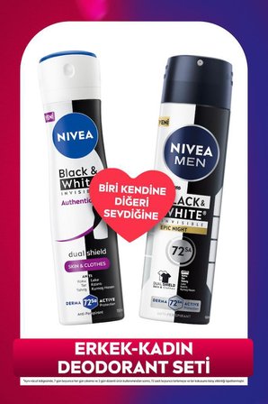 MEN Erkek ve Kadın Black&White Sprey Deodorant Seti, 72 Saat Terleme Karşıtı, Alkolsüz,Leke Karşıtı