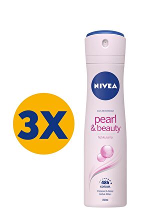 Nivea Pearl & Beauty Antiperspirant Kadın Sprey Deodorant 150 ml x 3