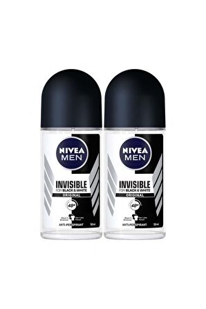 Nivea Black & White Invisible Original Antiperspirant Ter Önleyici Leke Yapmayan Erkek Roll-On Deodorant 50 ml x 2