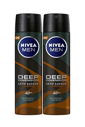 Nivea Deep Dimension Espresso Antiperspirant Erkek Sprey Deodorant 150 ml x 2