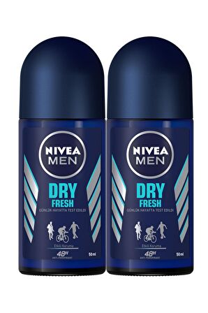 Nivea Dry Fresh Antiperspirant Ter Önleyici Leke Yapmayan Erkek Roll-On Deodorant 50 ml x 2