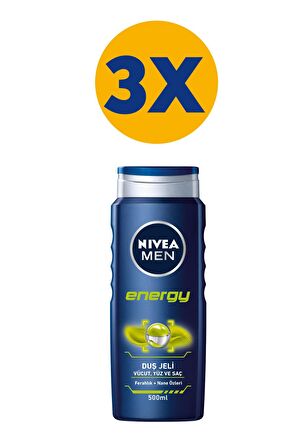 Nivea Men Energy Ferahlatıcı Tüm Ciltler İçin Duş Jeli 3 x 500 ml