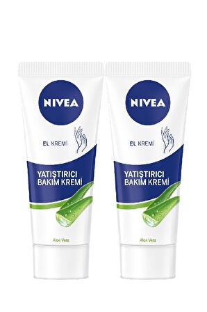 Nivea Yatıştırıcı Bakım Kremi, El Kremi, Aloe Vera ve Jojoba Yağı ile canlandırıcı bakım, 75 mlx2