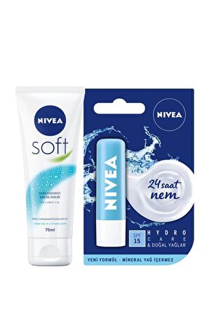 Nivea Nemlendirici E Vitaminli Tüm Cilt Tipleri için  Vücut Kremi 75 ml & Nivea Med Dudak Kremi 