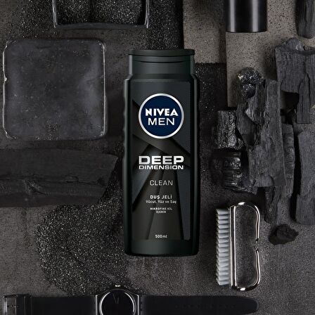 Nivea Deep Dimension Ferahlatıcı Tüm Ciltler İçin Kalıcı Kokulu Duş Jeli 50 ml + Banyo Lifi