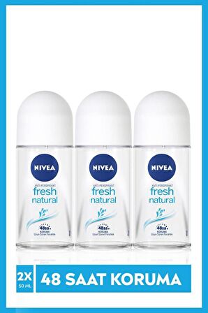 NIVEA Kadın Roll-On Deodorant Fresh Natural 50 ml x3 Adet ,48 Saat Deodorant Koruması, Eşsiz & Fresh Koku