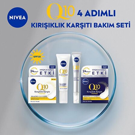 NIVEA Q10 4 Adımlı Kırışıklık Karşıtı Bakım Seti,Gündüz Kremi,Göz Kremi,Cilt Serumu ve Gece Kremi 50 ml