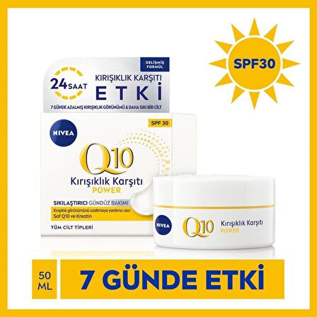 NIVEA Q10 4 Adımlı Kırışıklık Karşıtı Bakım Seti,Gündüz Kremi,Göz Kremi,Cilt Serumu ve Gece Kremi 50 ml