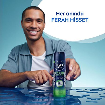 Nivea Men Fresh Sensation Sprey Deodorant 150 Ml X3,72 Saat Anti-perspirant Koruma,uzun Süren Ferahlık