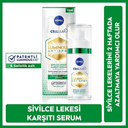 NIVEA Sivilce Karşıtı Luminous630 Serum ve Derma Skin Clear Temizleme Jeli,Salisilik Asit,Yağlı Cilt