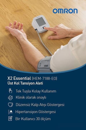 OMRON X2 Essential Üst Koldan Ölçer Dijital Tansiyon Aleti+ Omron Tela Bez Çanta Hediyeli