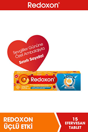 Redoxon Üçlü Etki 15 Efervesan Tablet -Sevgililer Günü Özel Paketi I 1000 Mg C Vitamini, D Vitamini, Çinko