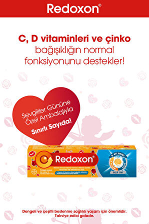 Redoxon Üçlü Etki 15 Efervesan Tablet -Sevgililer Günü Özel Paketi I 1000 Mg C Vitamini, D Vitamini, Çinko