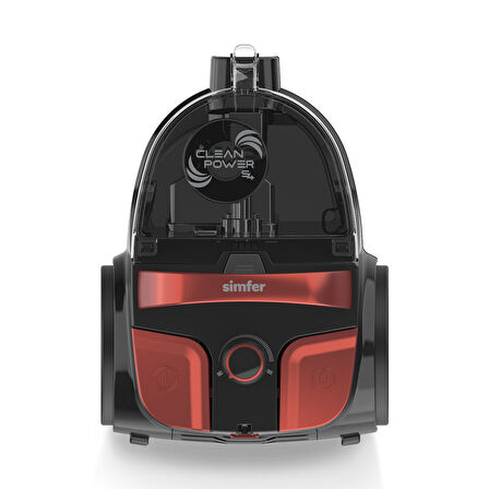 Toz Torbasız Yatay Süpürge Clean Power S4 Kırmızı (5.5 LT Slient Pro Mekanik Airfryer Hediye!)