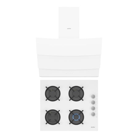 Simfer Steam Beyaz 2'li Cam Ankastre Set (3654 Ocak + 8707 Davlumbaz)