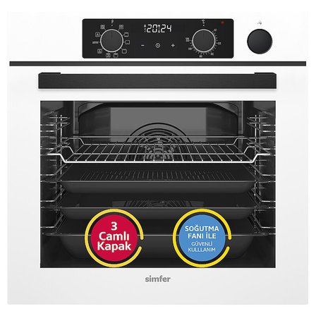 Simfer 0+10 Fonksiyon Steam Master Beyaz 3'lü Ankastre Set (8245 Fırın + 3751 Ocak + 8704 Davlumbaz)