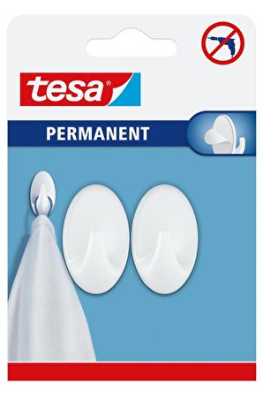 PERMANENT Askı Plastik Küçük Oval Beyaz 2 adet X 3 Paket (Toplam 6 askı)