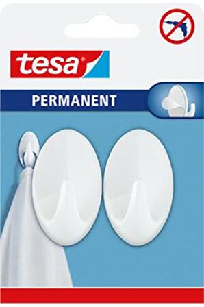 PERMANENT Askı Plastik Büyük Oval Beyaz 2 adet X 3 Paket (Toplam 6 askı)