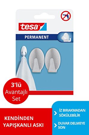 PERMANENT Askı Metal Oval 2 adet X 3 Paket (Toplam 6 askı)