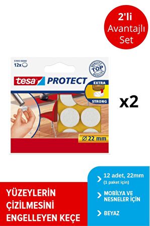 Zemin Koruyucu Keçe Daire Beyaz 22mm 12adt x 2 Paket (Toplam 24 keçe)