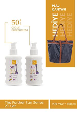 The Further Çocuk Güneş Koruyucu Losyon Spf 50 Faktör 200 mL x 2 adet + Plaj Çantası Hediye