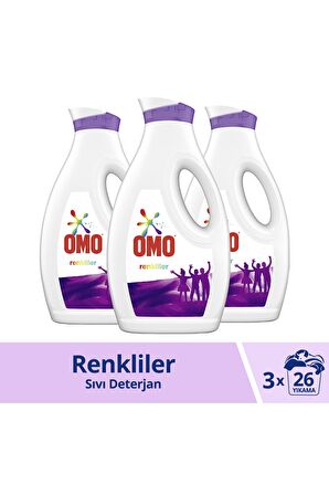 Omo Renkliler için Sıvı Çamaşır Deterjanı 26 Yıkama 3 x 1690 ML