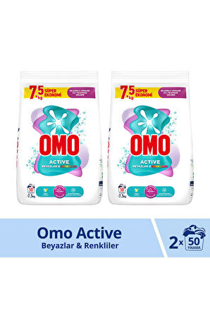 OMO ACTİVE RENKLİLER&BEYAZLAR 7.5 KG 2 ADET 