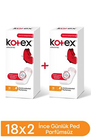 Kotex 2x18'li Günlük Ped