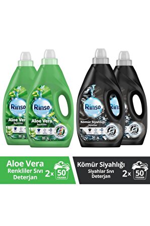 Rinso Sıvı Deterjan Aloe Vera Renkliler İçin 2 x 3 L + Rinso Kömür Siyahlar İçin 2 x 3 L