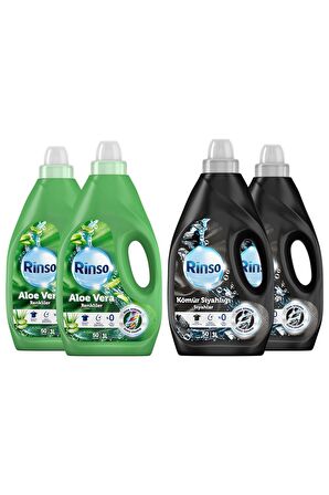 Rinso Sıvı Deterjan Aloe Vera Renkliler İçin 2 x 3 L + Rinso Kömür Siyahlar İçin 2 x 3 L