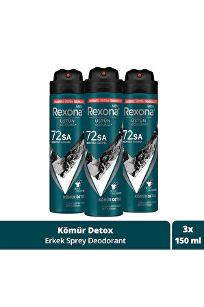 Rexona Men Kömür Detox Erkek Sprey Deodorant 150 ml X3