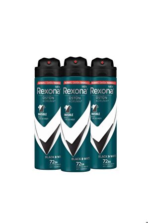 Rexona Men İnvisible Black & White Erkek Sprey Deodorant 3 x 150 ML