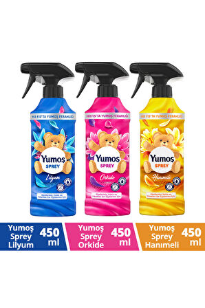 Yumoş Sprey Yıkaması Zor Eşyalar Için Lilyum 450 ML + Hanımeli 450 ML + Orkide 450 ML