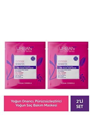 Urban Care Intense Keratin Aşırı Yıpranmış Saçlara Özel Duş Öncesi Saç Bakım Maskesi 2X50 ML-Vegan