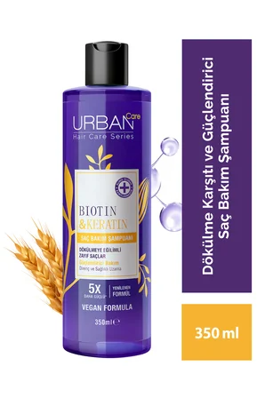 URBAN Biotin & Keratin Dökülme Karşıtı ve Sağlıklı Uzamaya Yardımcı Saç Bakım Şampuanı-350 ml-vegan 86806