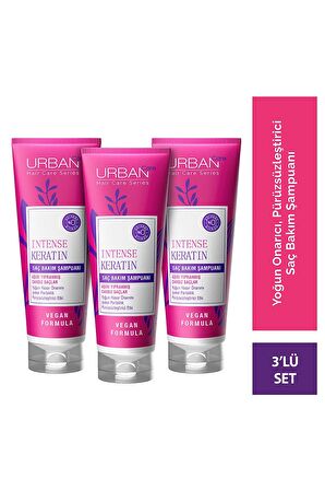 Urban Care Intense Keratin Vegan Saç Bakım Şampuanı 3x250 Ml