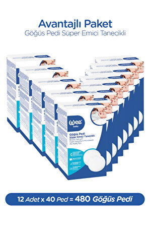 Wee Baby 40'lı Klasik Yapışkanlı Göğüs Pedi (40x12 480 Adet)